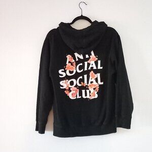 ANTISOCIAL SOCIAL CLUB black hoodie cherry blossoms and butterflies design